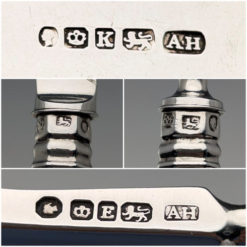 約 1850 年英國古董純銀甜點餐具一對總計 87 克 Aaron Hadfield